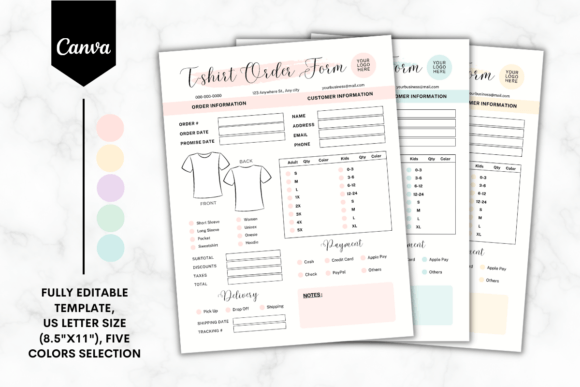 Download Custom T-Shirt Order Form Canva Template - Premium Resources