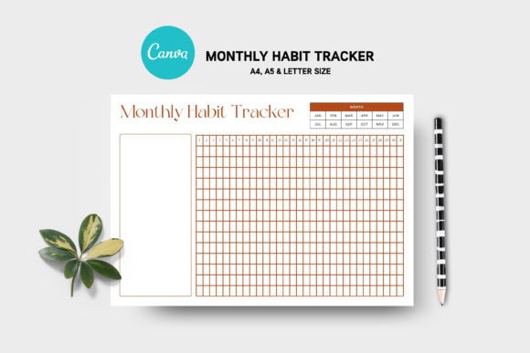 Download Editable Canva Monthly Habit Tracker - Tracker Collection