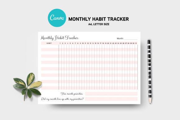 Download Editable Canva Monthly Habit Tracker - Tracker Collection