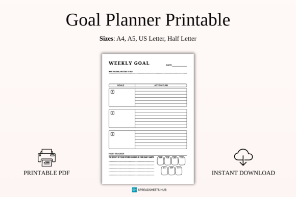 Download Year Monthly Goal Overview &amp; Tracker - Tracker Collection